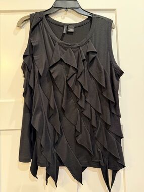 new directions Black Ruffle Cascade Sleeveless Tank